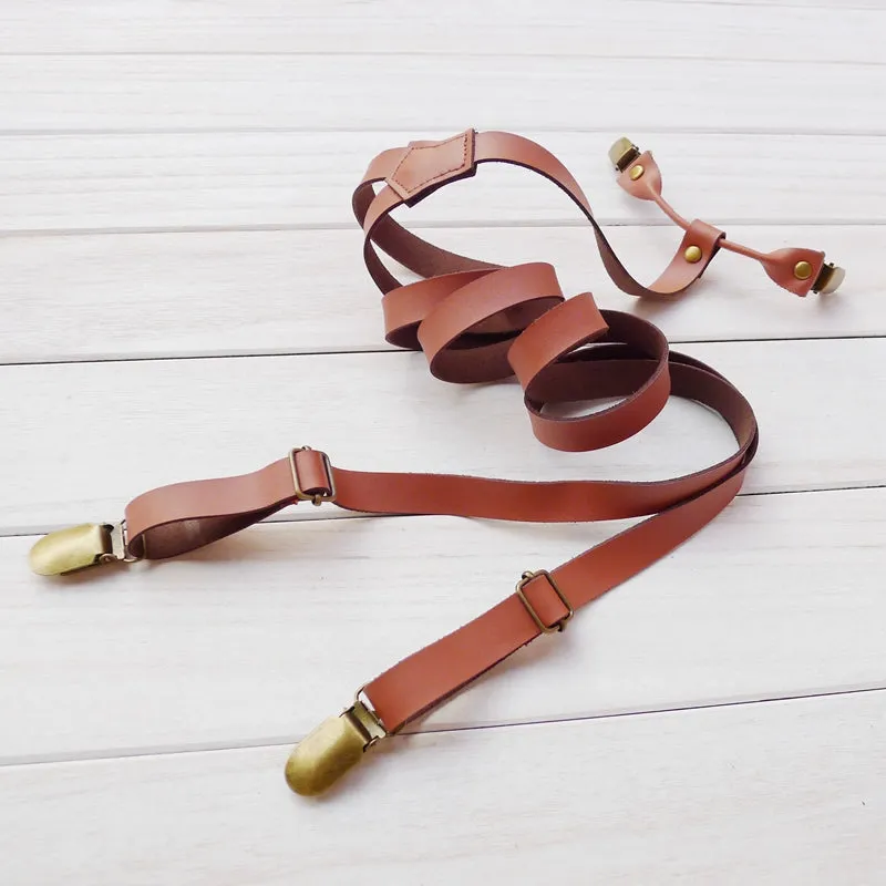 Leather Suspenders, Mens Suspenders, Wedding Suspenders, Teen Suspenders, Suspenders for Men, Light Brown, Dark Brown Suspenders, Gift