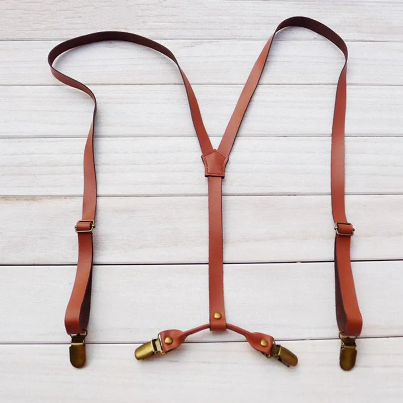 Leather Suspenders, Mens Suspenders, Wedding Suspenders, Teen Suspenders, Suspenders for Men, Light Brown, Dark Brown Suspenders, Gift