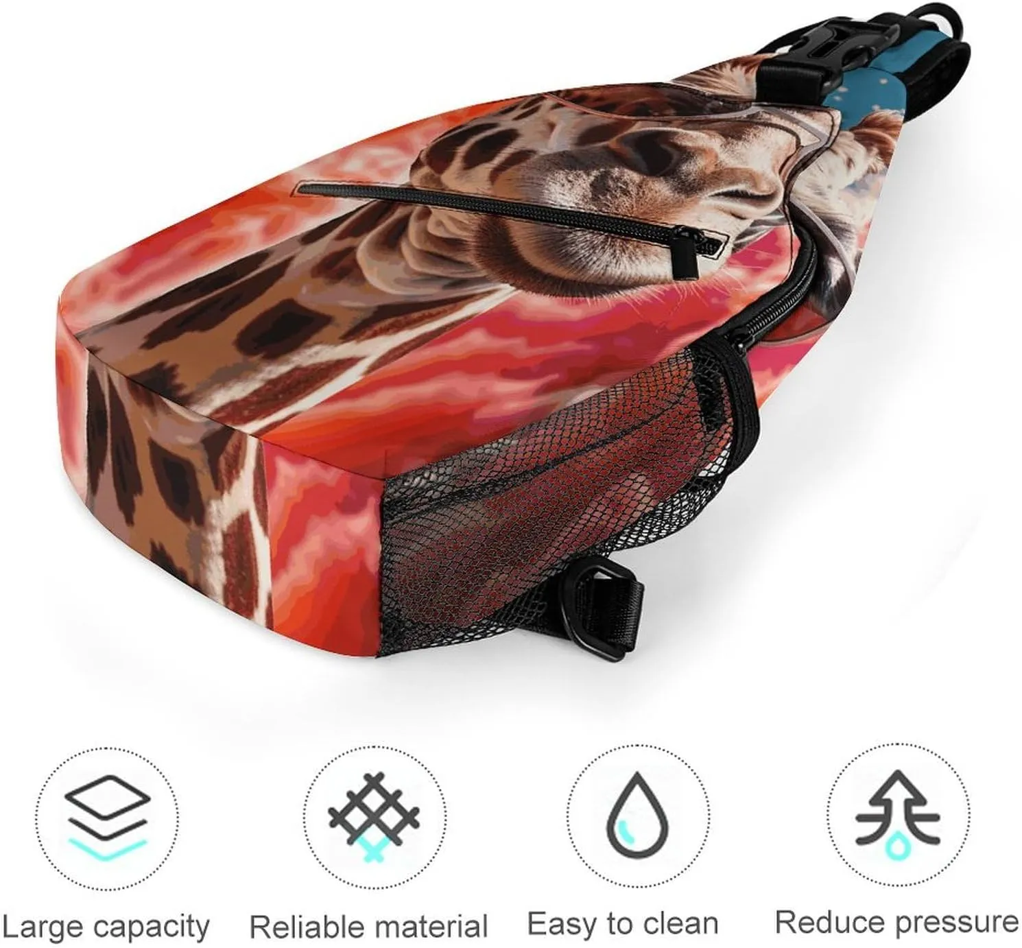 Lightweight Chest Bag Crossbody Bag Giraffe Wearing Sunglasses Sling Backpack for Women Men Sports Travel