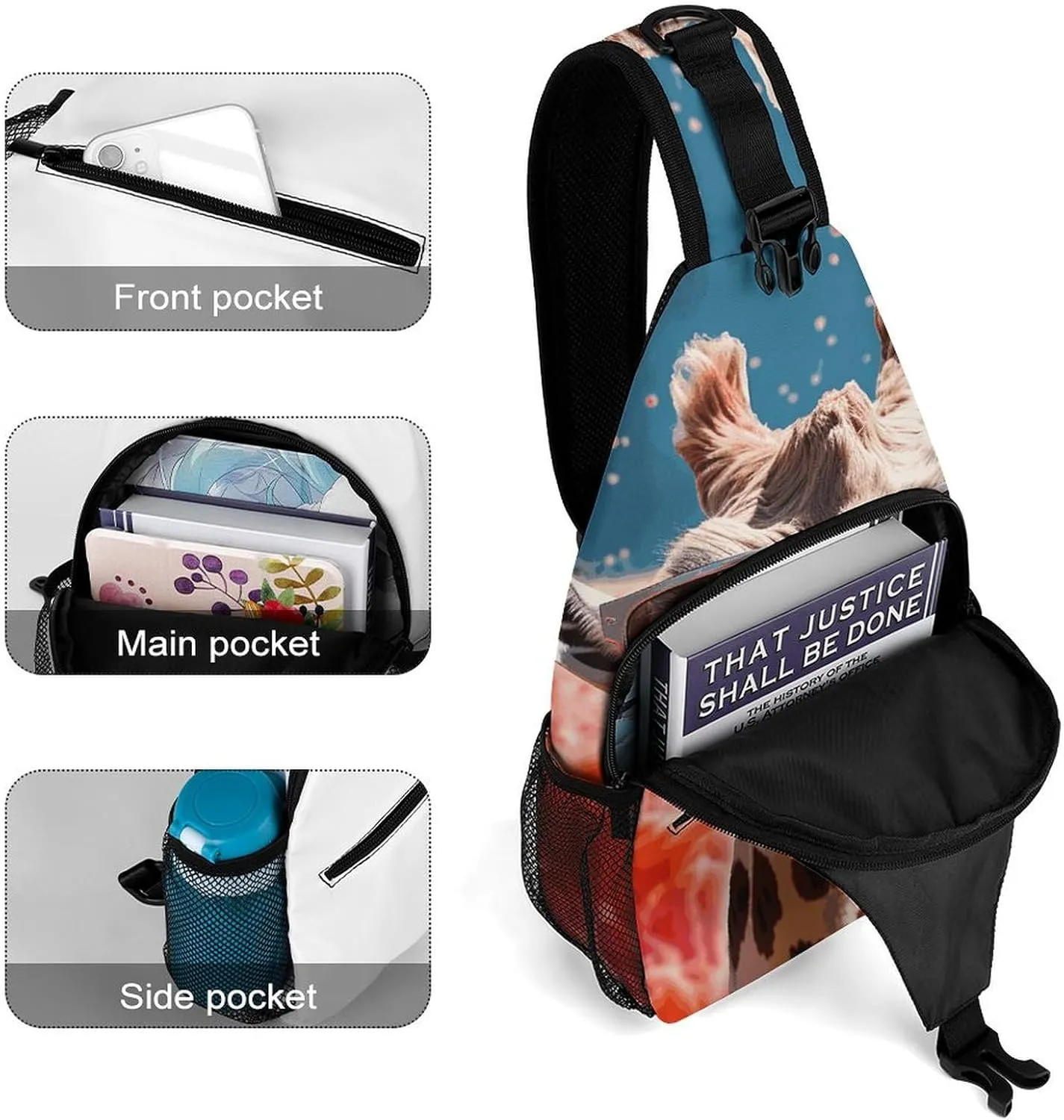 Lightweight Chest Bag Crossbody Bag Giraffe Wearing Sunglasses Sling Backpack for Women Men Sports Travel