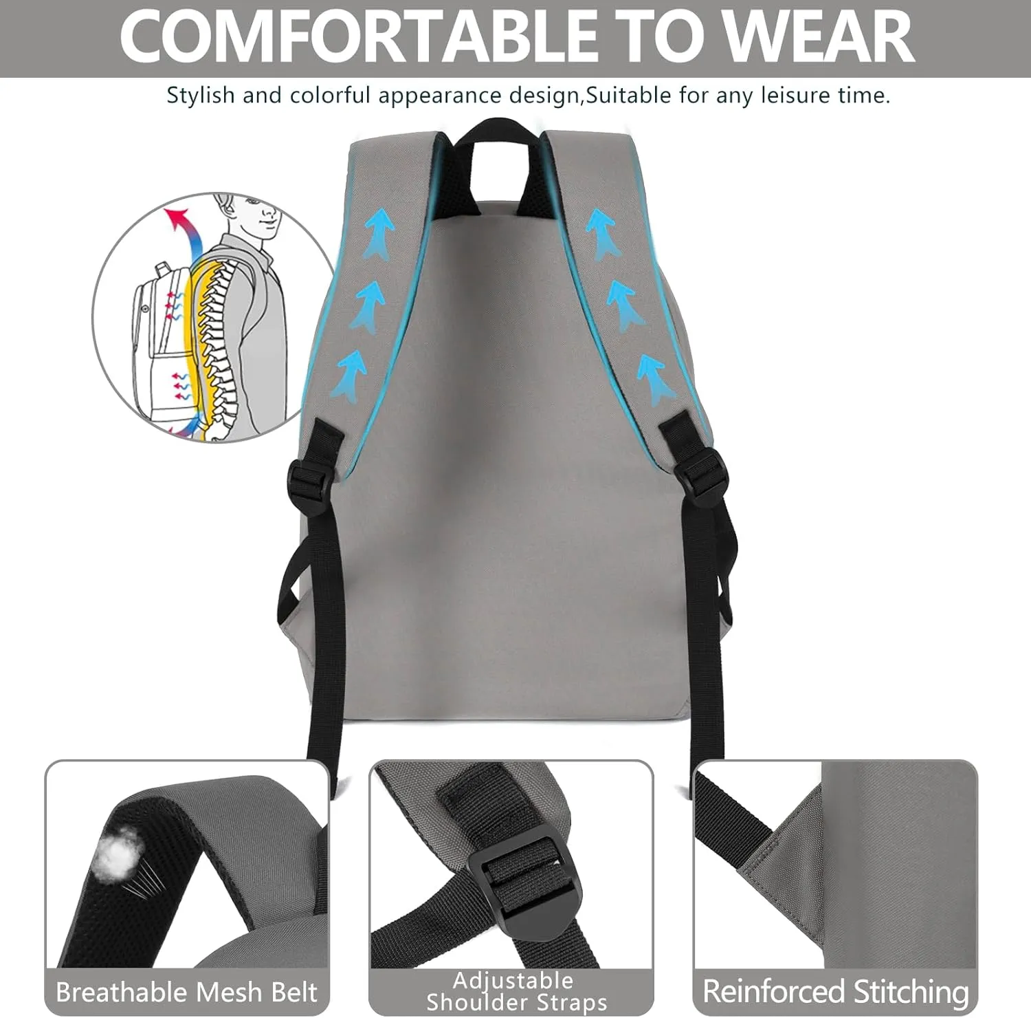 Lightweight Children School Backpack W11.9 xD5.6 xH15.8 Daily Use Backpack Book Bag for Kids