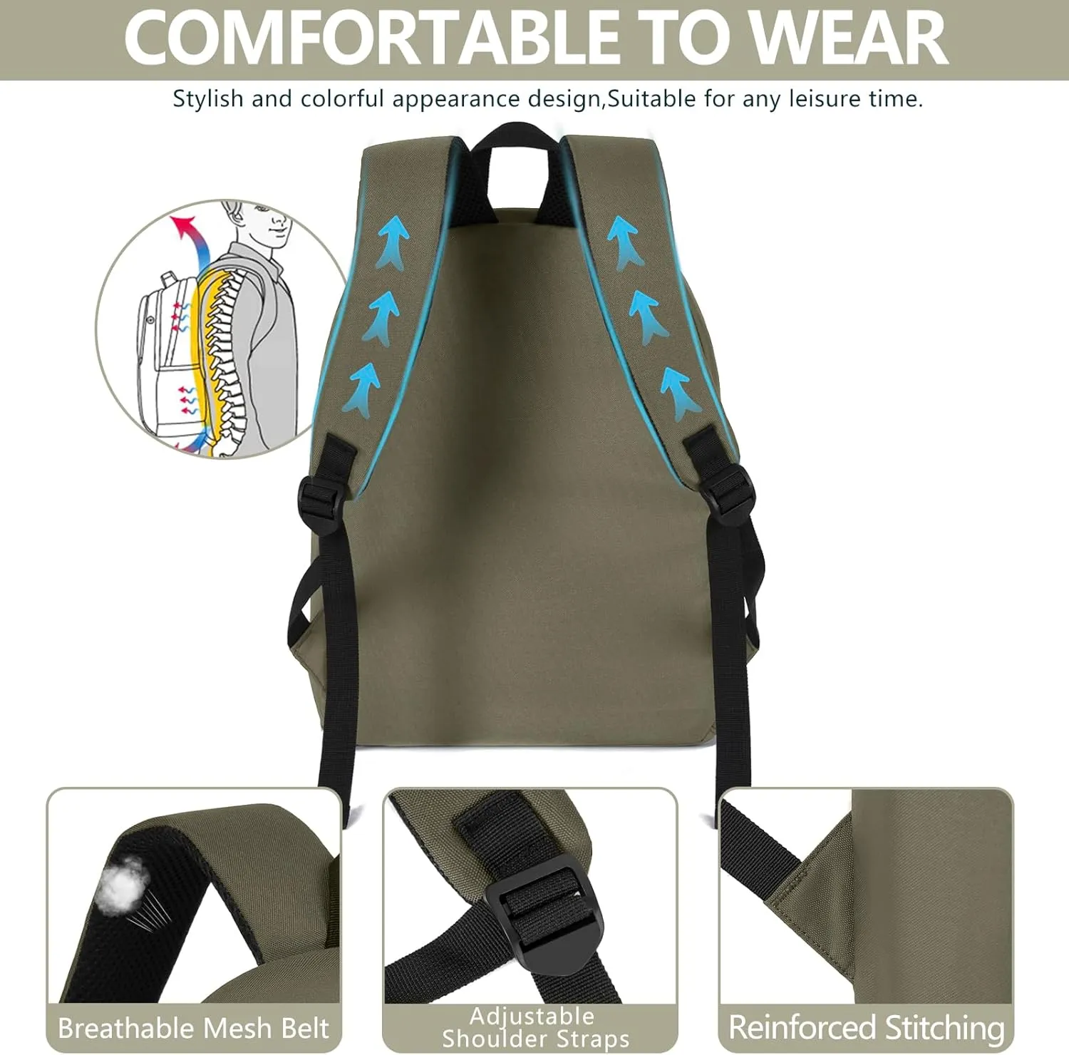 Lightweight Children School Backpack W11.9 xD5.6 xH15.8 Daily Use Backpack Book Bag for Kids