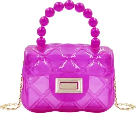 Little Girls Mini Jelly Purse Candy Color Transparent Small Crossbody Bag Cute Princess Handbags with Pearl Handle