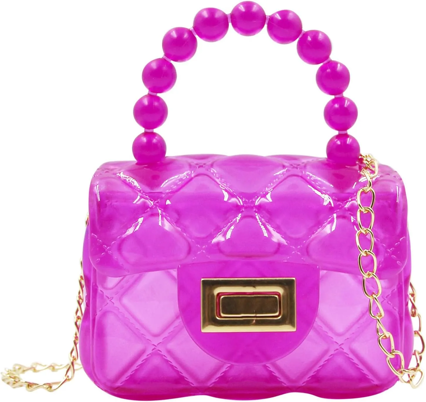 Little Girls Mini Jelly Purse Candy Color Transparent Small Crossbody Bag Cute Princess Handbags with Pearl Handle