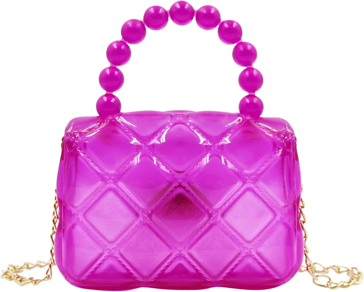 Little Girls Mini Jelly Purse Candy Color Transparent Small Crossbody Bag Cute Princess Handbags with Pearl Handle