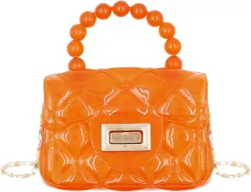 Little Girls Mini Jelly Purse Candy Color Transparent Small Crossbody Bag Cute Princess Handbags with Pearl Handle