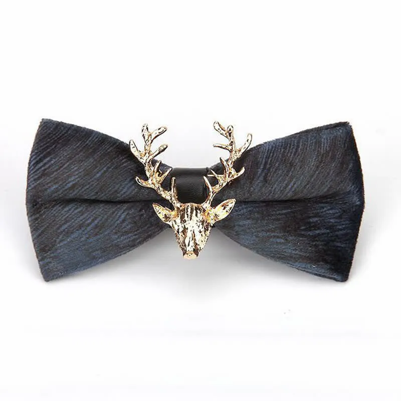 Men's Reindeer Head Velvet Bow Tie