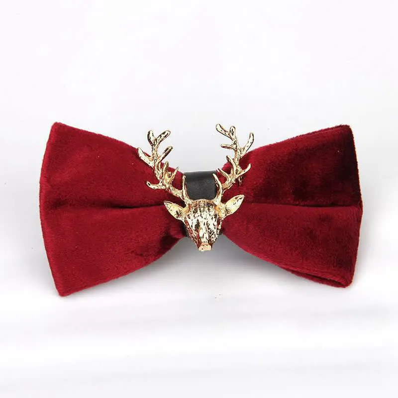 Men's Reindeer Head Velvet Bow Tie