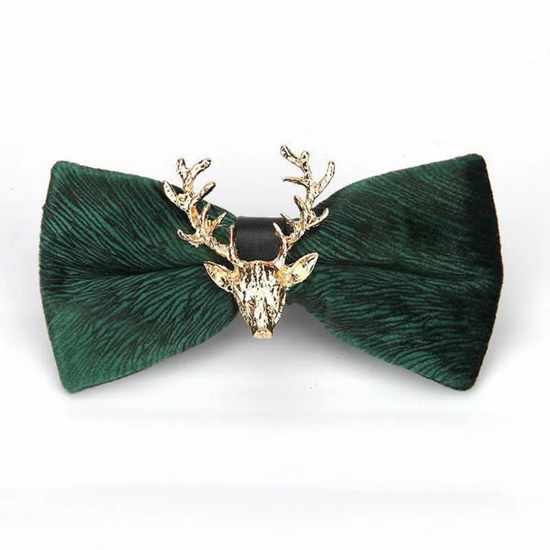 Men's Reindeer Head Velvet Bow Tie
