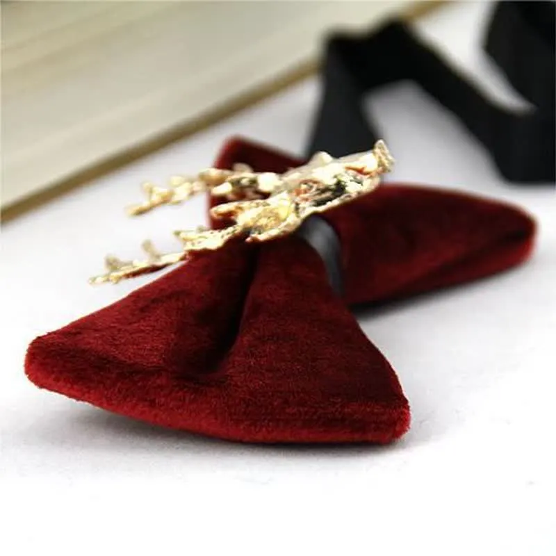 Men's Reindeer Head Velvet Bow Tie