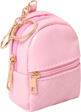 Mini Backpack Cute Cosmetic Bag for Women, Creative Cute Pendant Keychain Key-chains Keyrings PU Leather Makeup Bag Key Pocket Lipstick Bag Card Holder Data Cable Organizer Zipper Pouch (Deep pink)