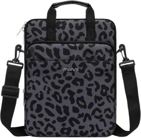 MOSISO 12.9 inch Tablet Sleeve Case for iPad Pro 13 M4 & iPad Air 13 M3 M2, iPad Pro 12.9 M2 M1 6/5th with Magic Keyboard&Smart Keyboard Folio, Leopard Grain Tablet Shoulder Bag with 3 Pockets, Black