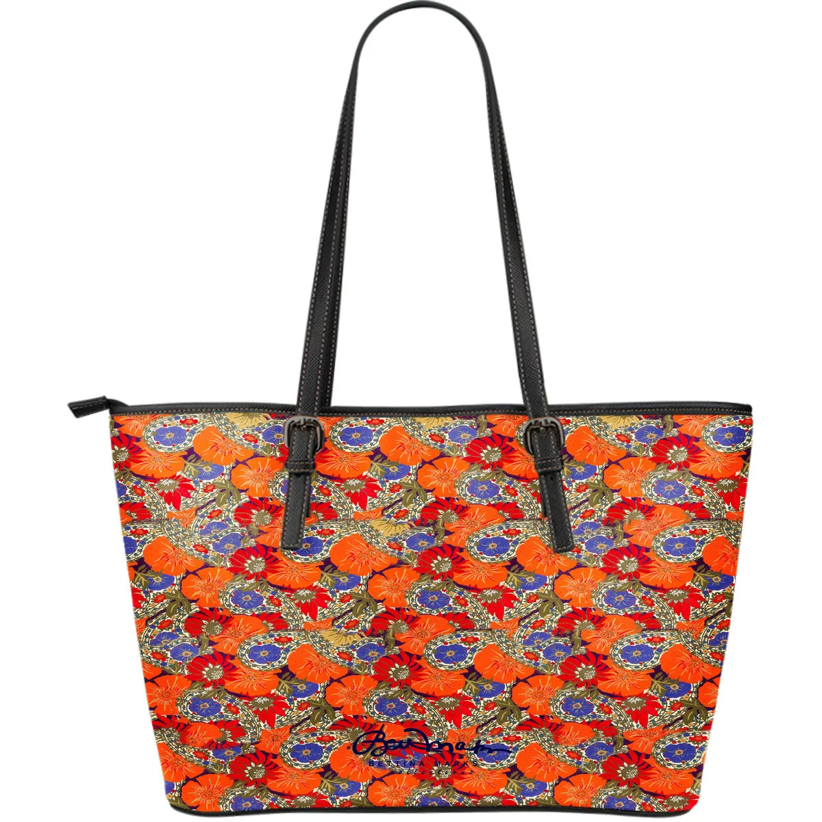 Orange Paisley Large Tote Bag