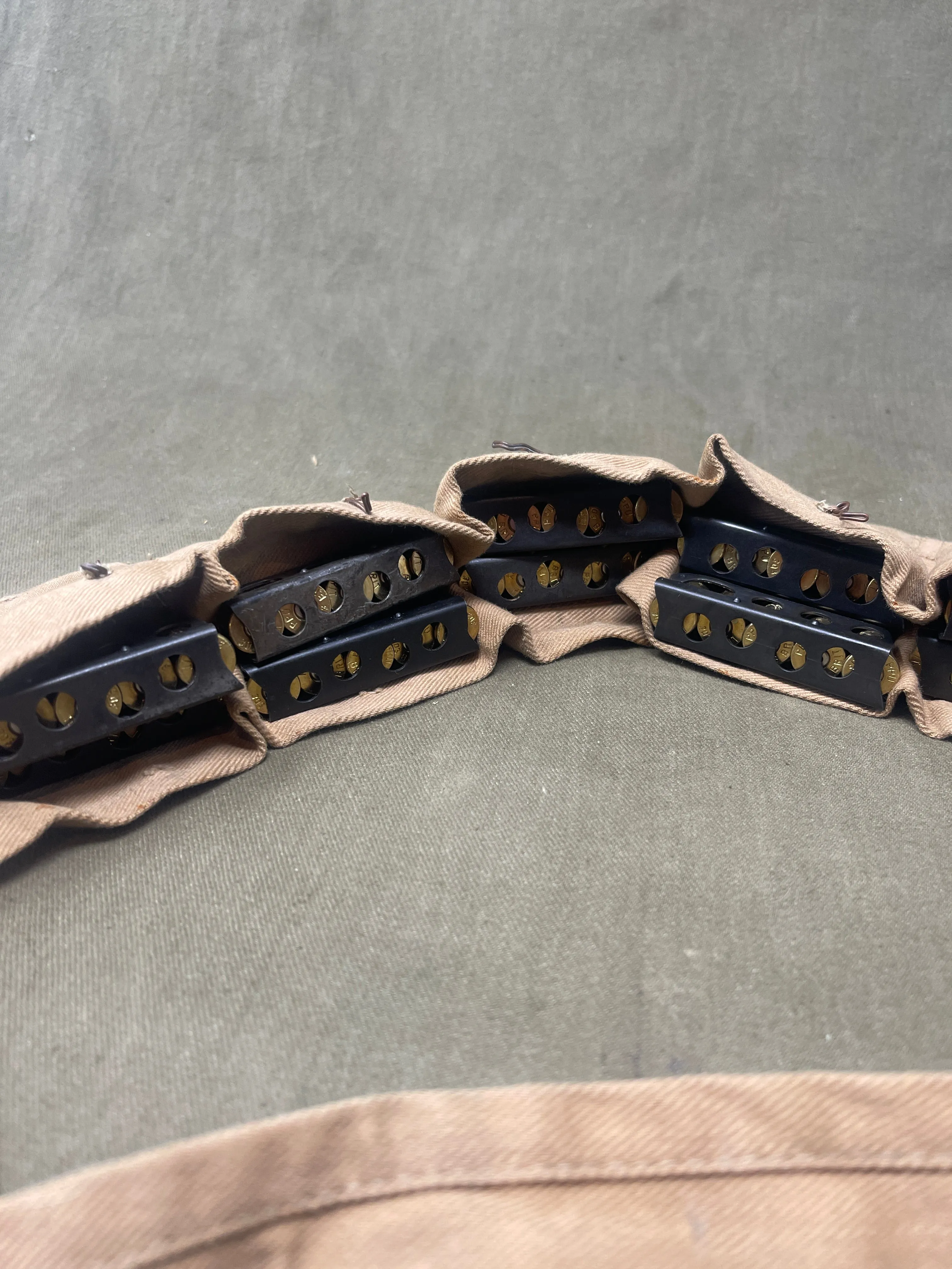 Original British 1946 Bandolier Containing 50 Inert 303 Rounds