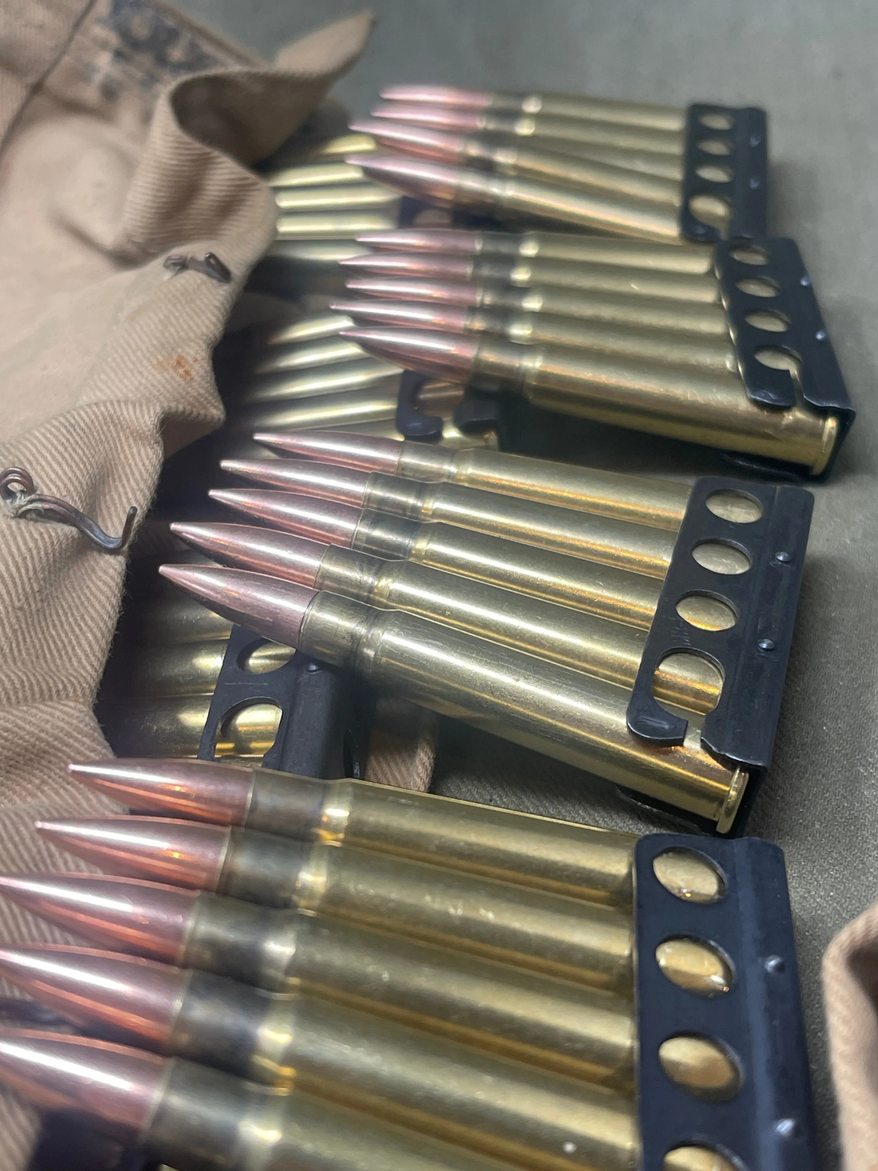 Original British 1946 Bandolier Containing 50 Inert 303 Rounds