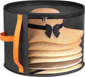 Oversized Clear Hat Storage Box for Women, Cowboy Hat Organizer for Closet, Wide Brims Hat Case with Carrying Handles, Hat Bag Hat Case (Black)