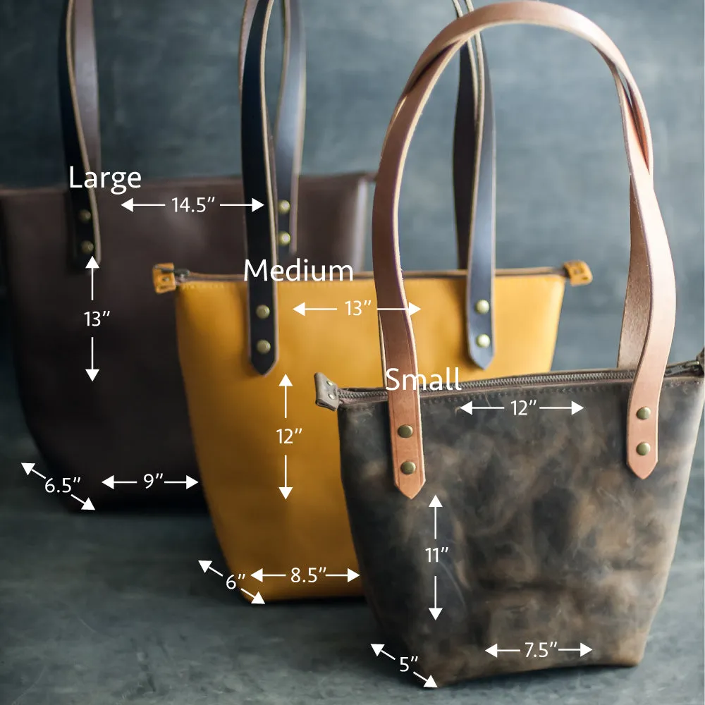 Personalized Leather Zipper Closure Tote Bag