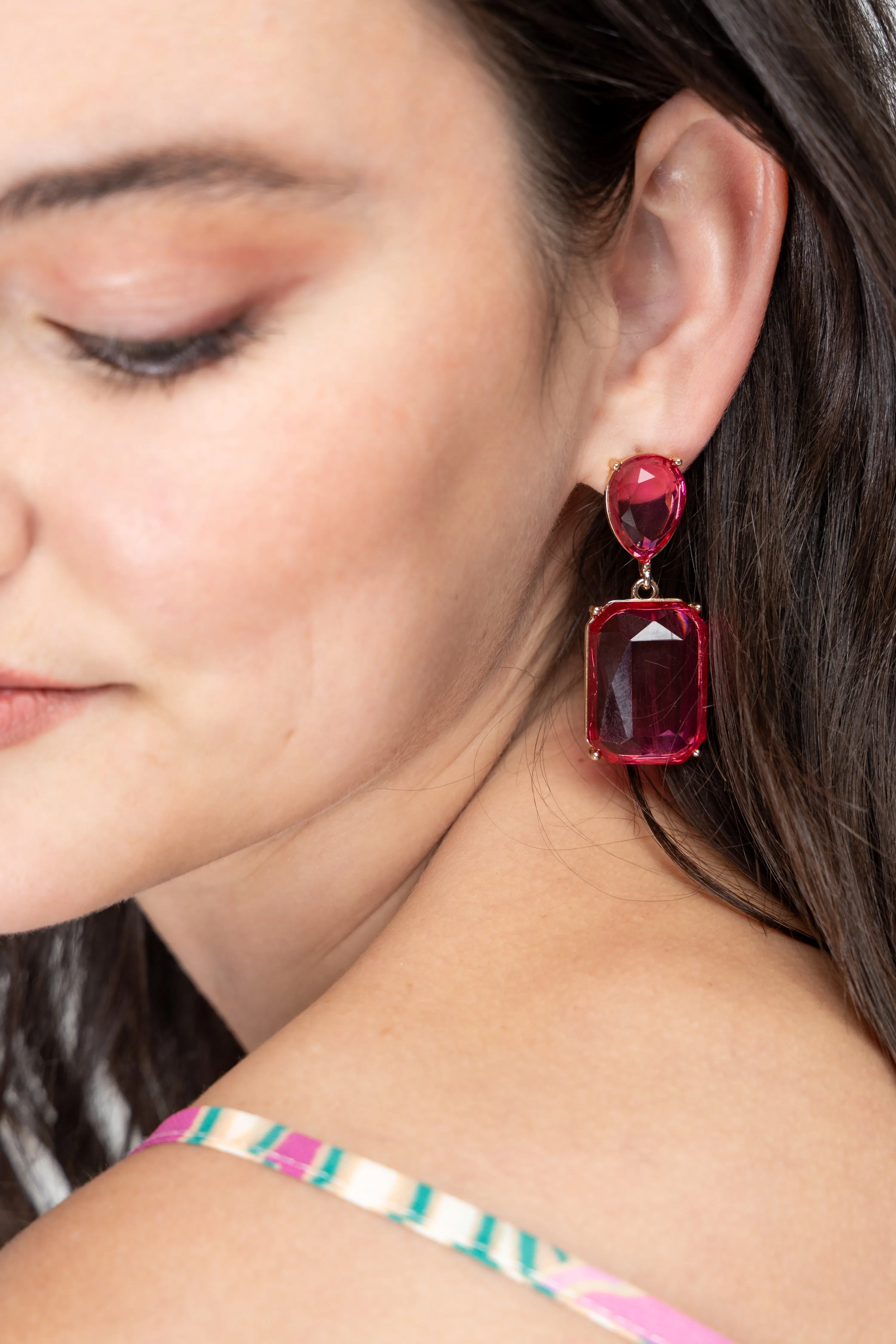 Poppy Square Crystal Drop Earrings