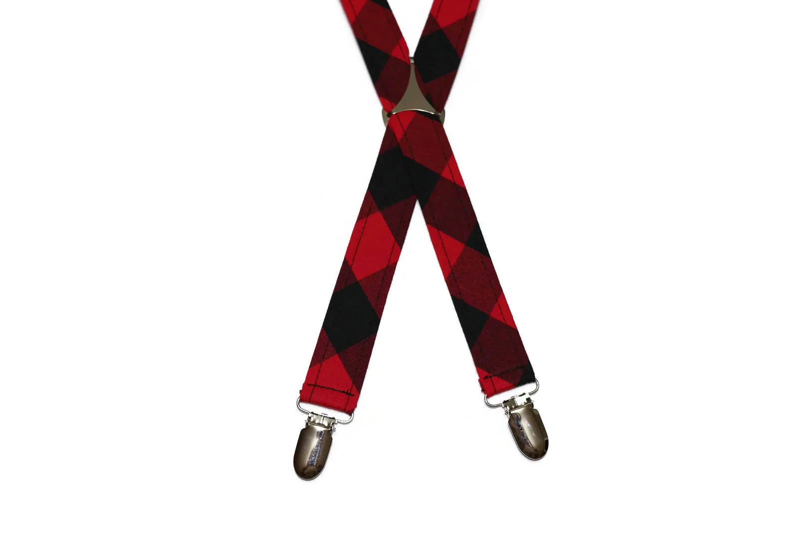 Red & Black Buffalo Plaid Suspenders - Boys