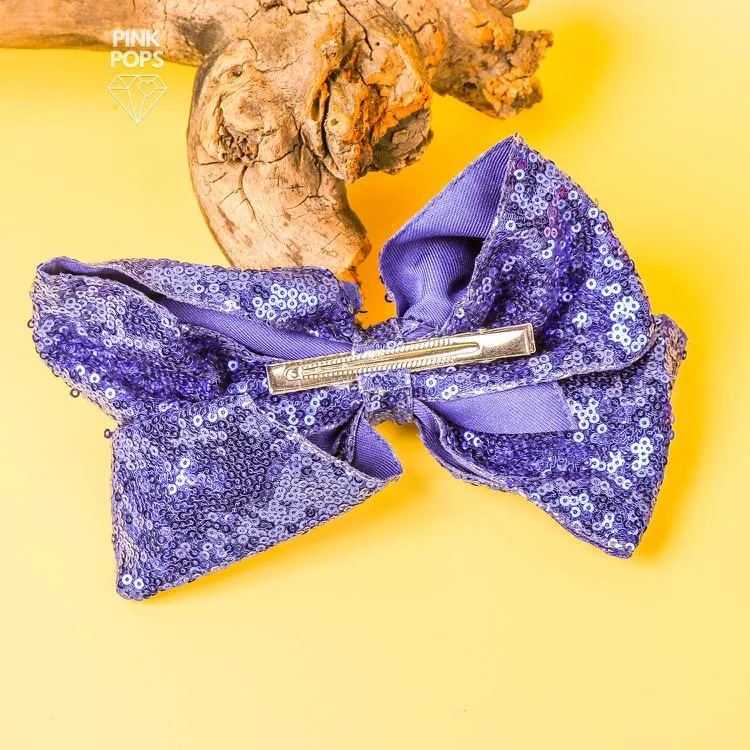 Royal Blue Sequin Hair Bow