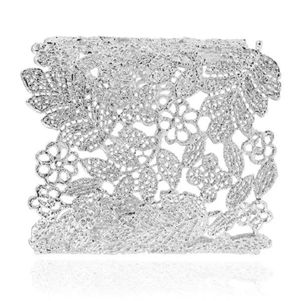 SHEEGIOR Love Wide Hollow Big Bangles Bracelets for Women Silver/Gold Open Bangle Flower Love Cuff Bracelet Mens Fashion Jewelry
