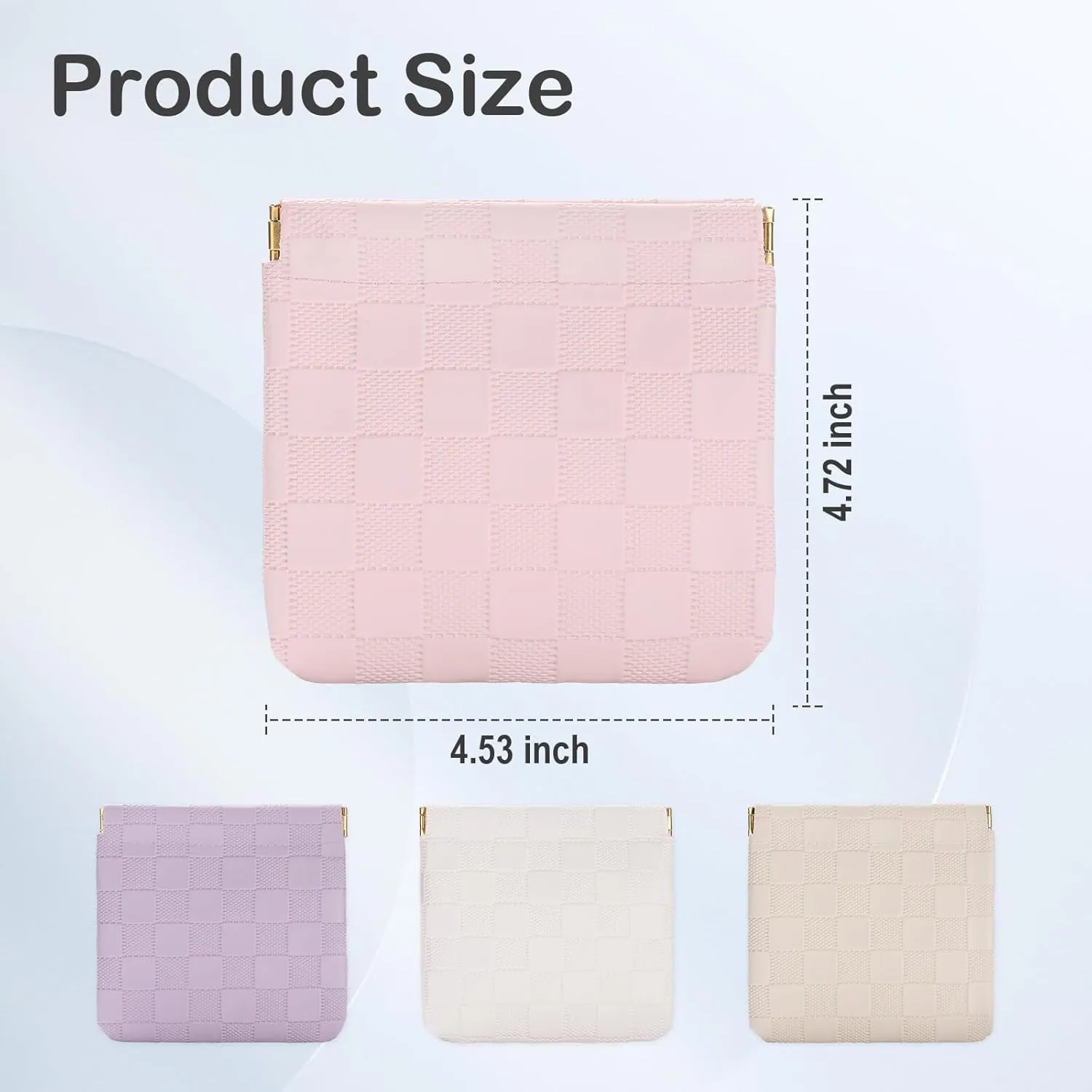 Sightor 2PCS Small Makeup Bag for Purse, Mini Cosmetic Bag Waterproof Pouch for Women, Checkered Purse Self-closing Coin Lipstick Small Leather Cosmetic Pouch (Pink, White)