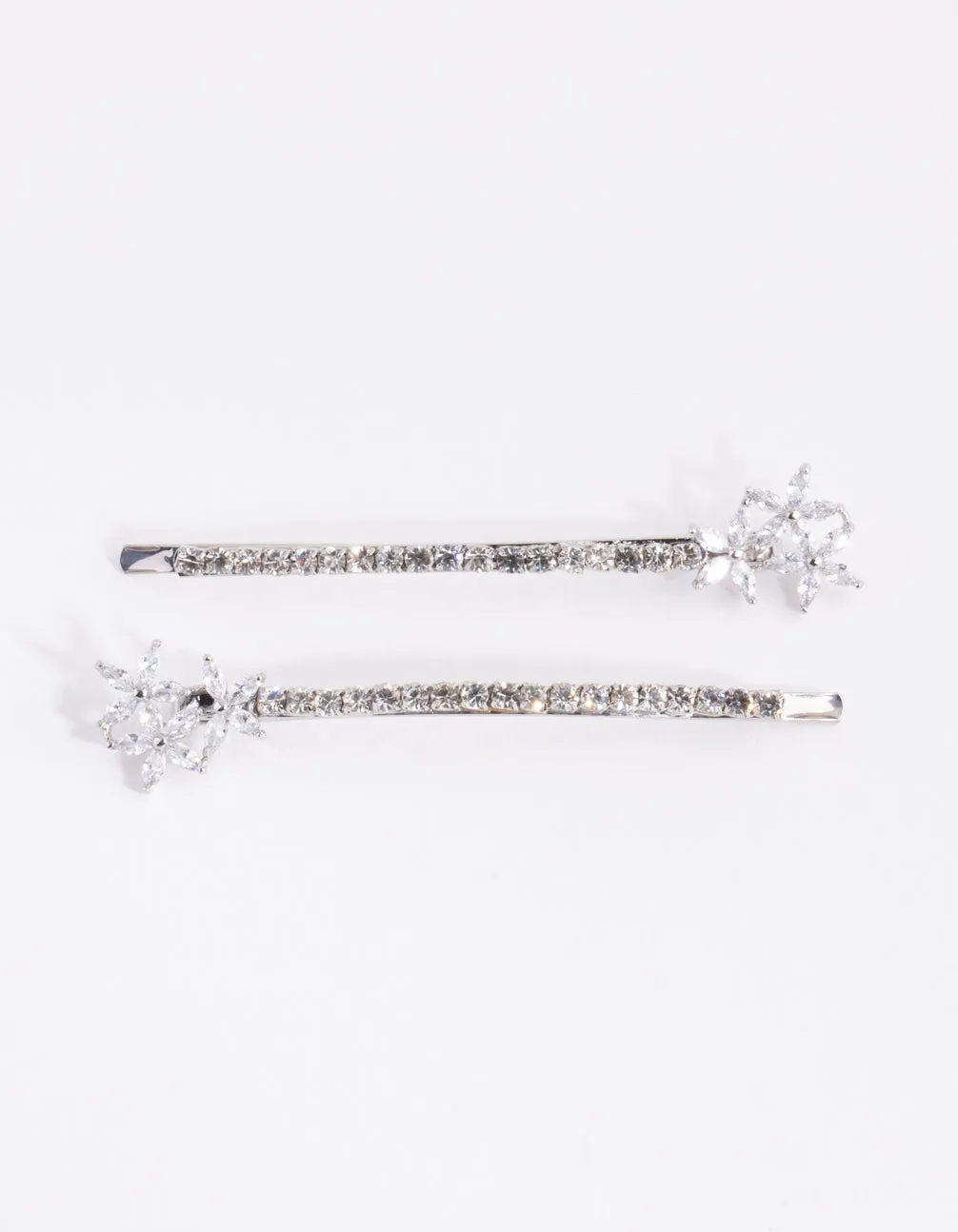 Silver Cubic Zirconia Flower Trio Pack Clip