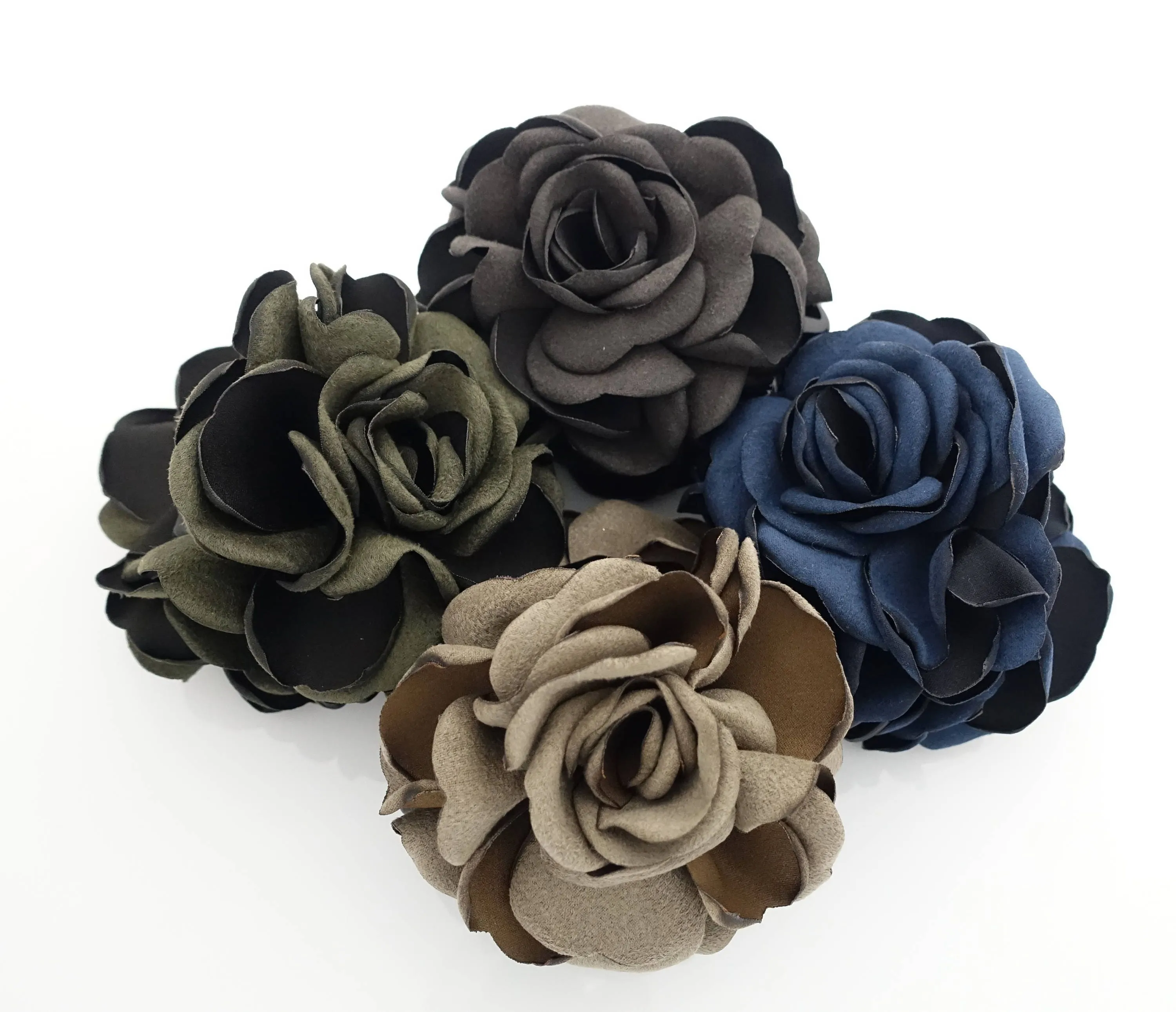 Suede Two Tone Petal Rose Flower Hair Jaw Claw Clip Women Hair Accessories