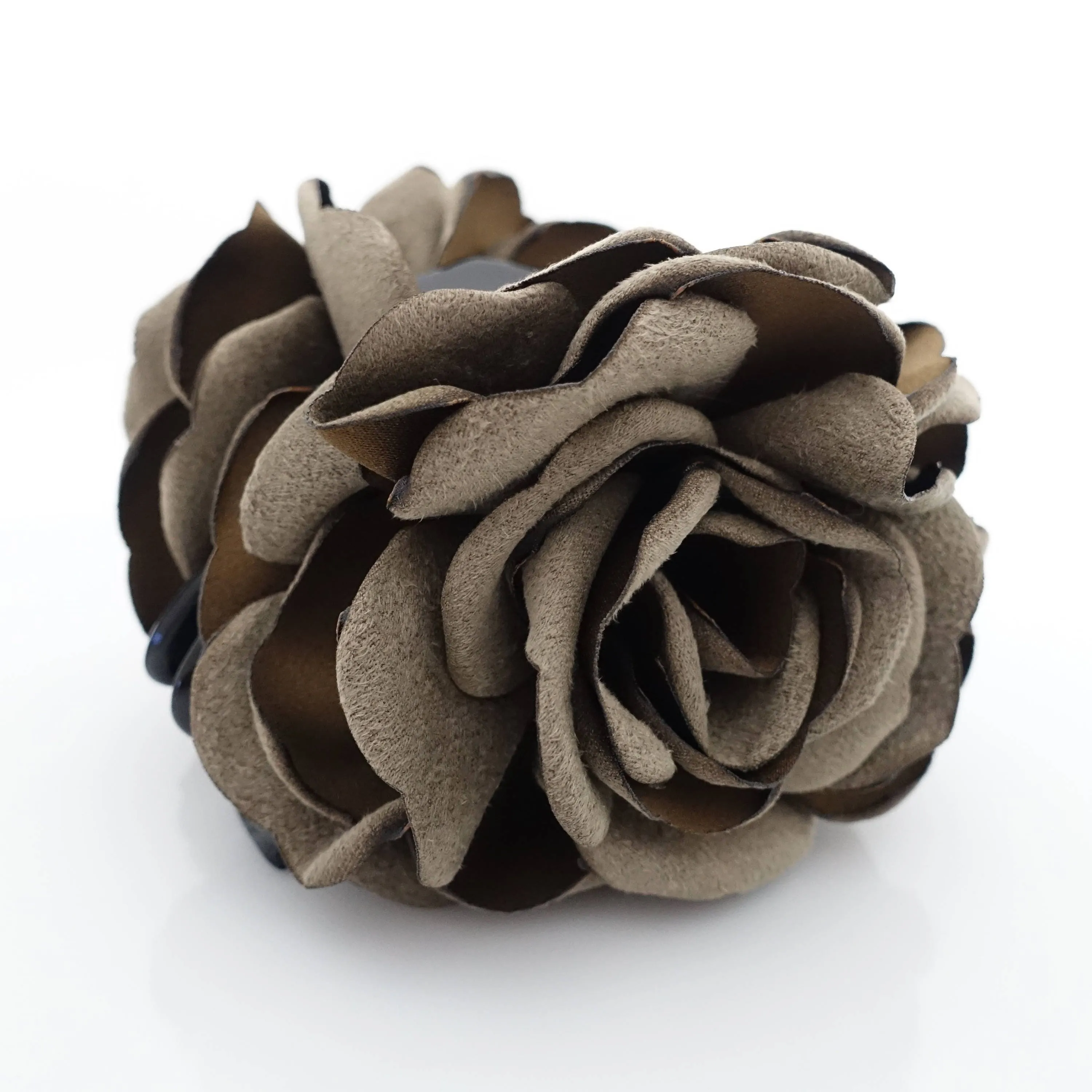 Suede Two Tone Petal Rose Flower Hair Jaw Claw Clip Women Hair Accessories