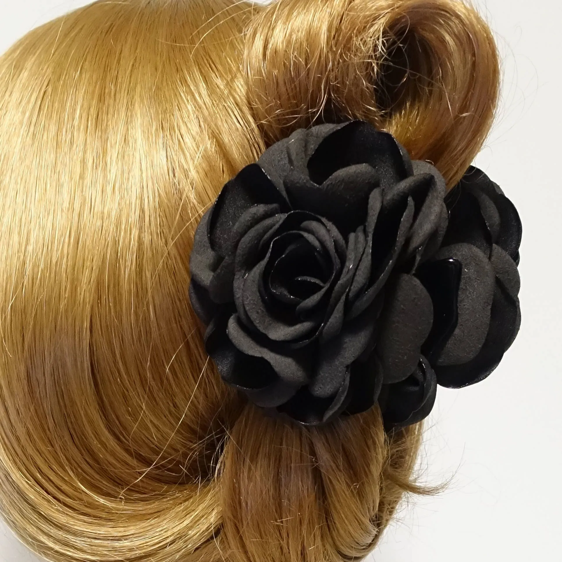 Suede Two Tone Petal Rose Flower Hair Jaw Claw Clip Women Hair Accessories