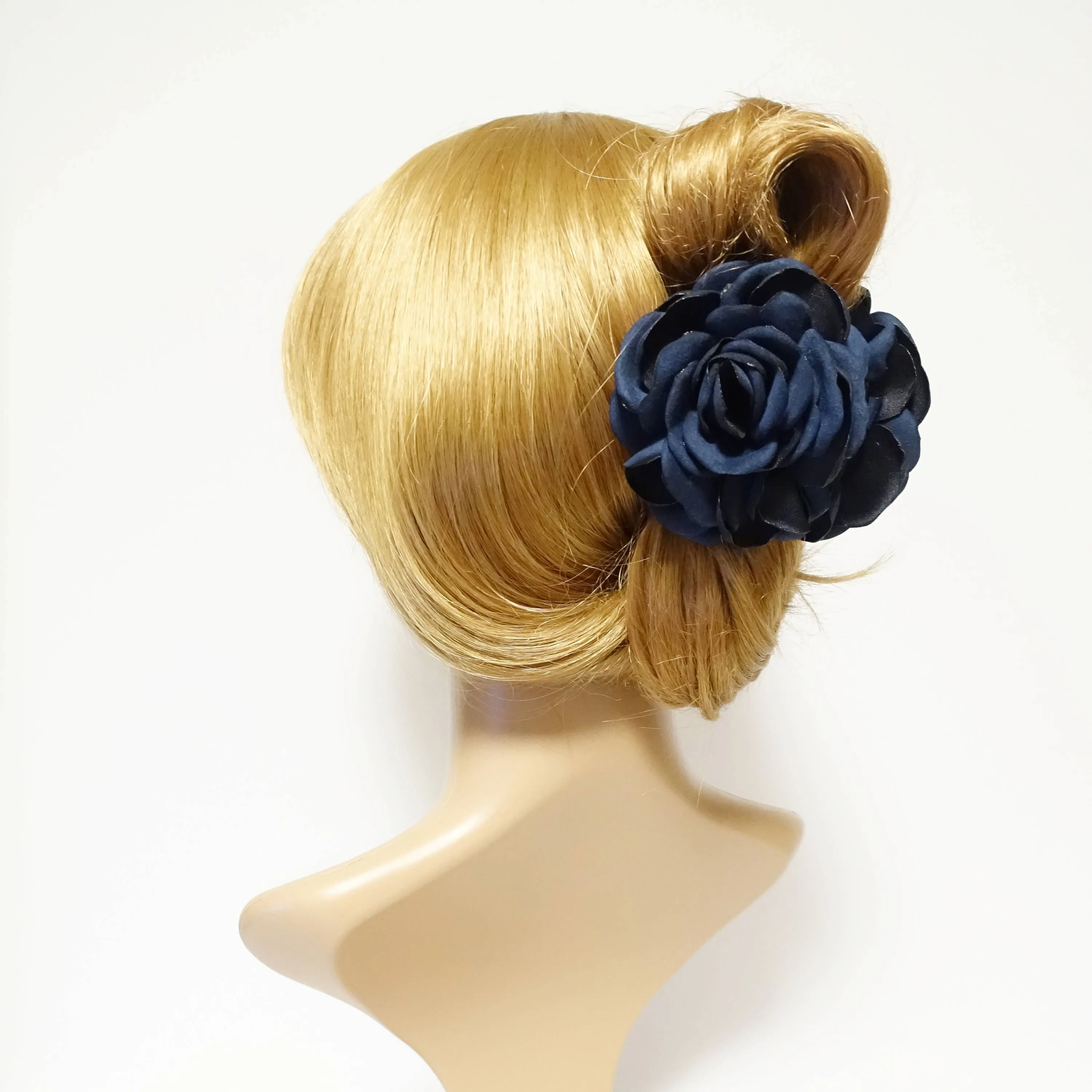 Suede Two Tone Petal Rose Flower Hair Jaw Claw Clip Women Hair Accessories