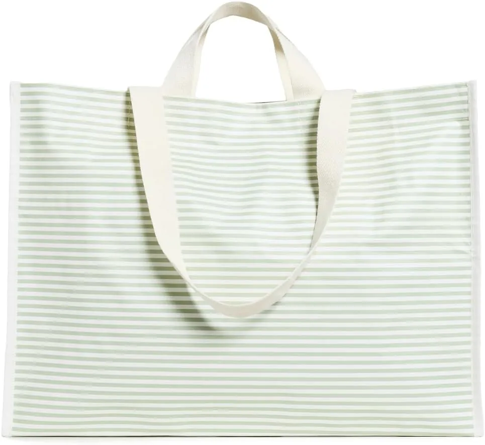 SunnyLife Women's Carryall Beach Bag, Sage Stripe, One size