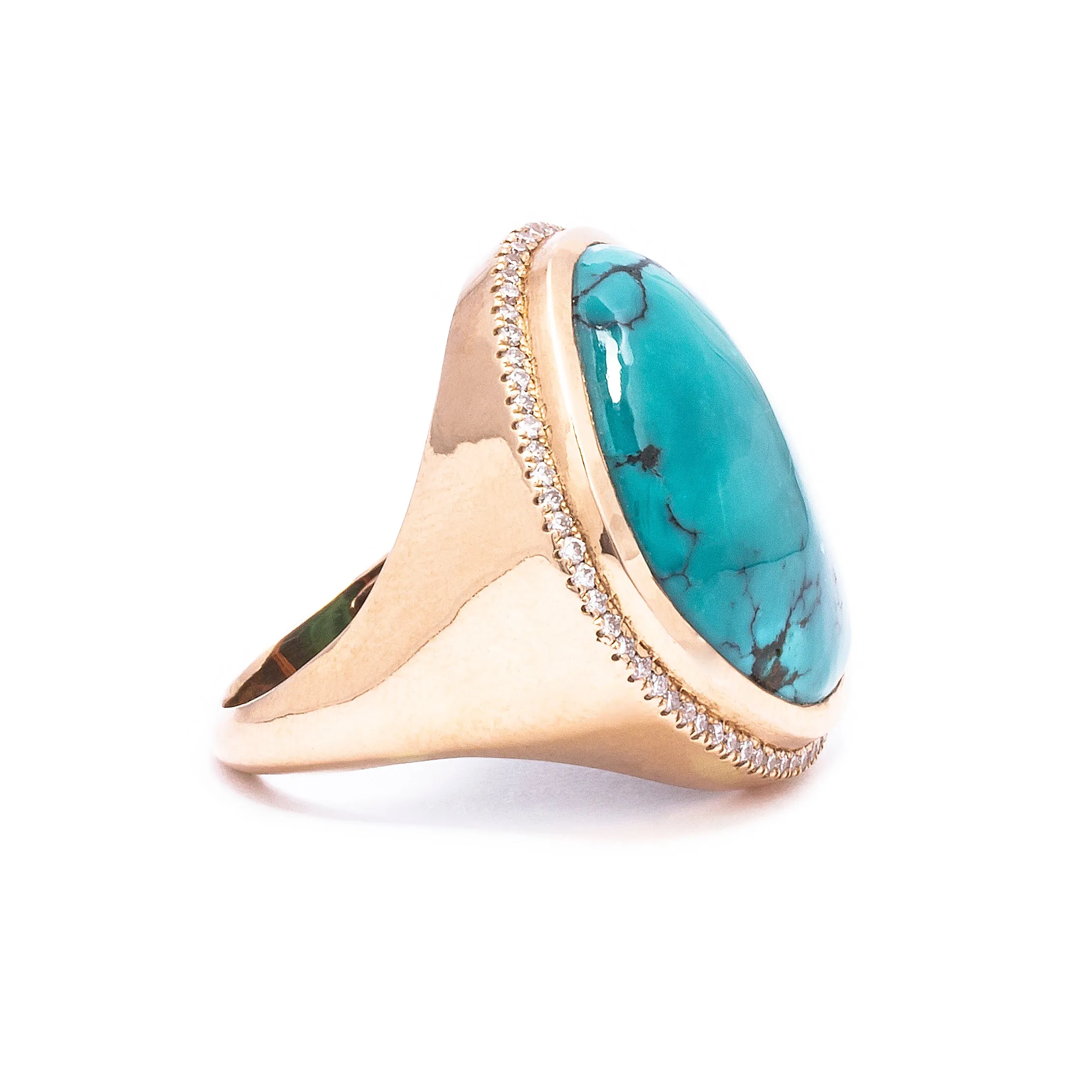 Turquoise & White Diamond Cocktail Ring
