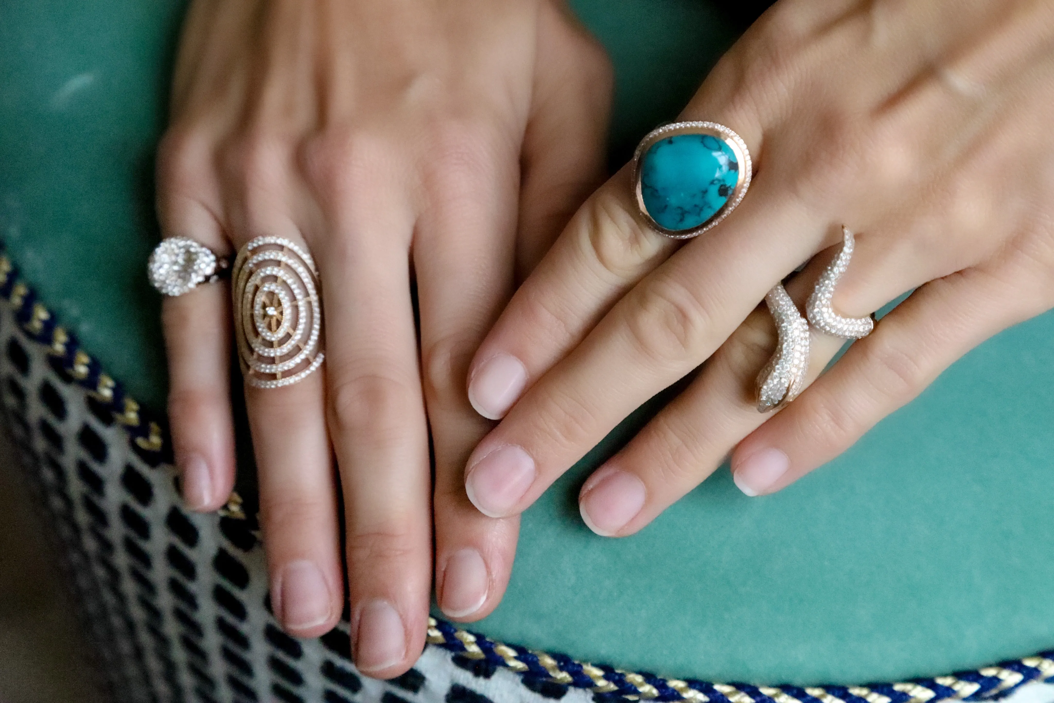 Turquoise & White Diamond Cocktail Ring