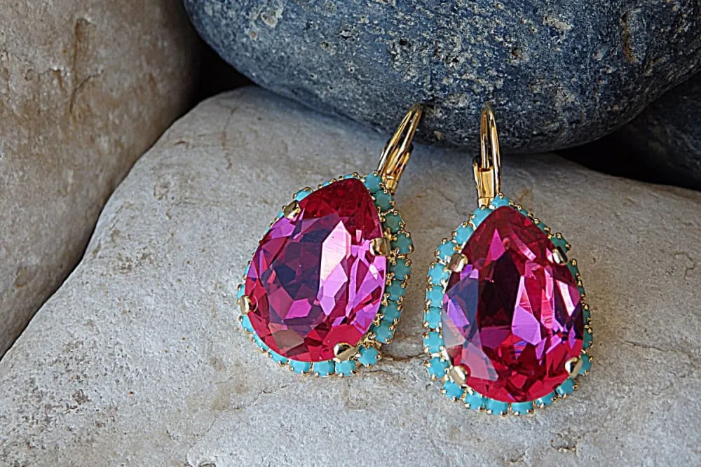 Turquoise fuchsia  earrings