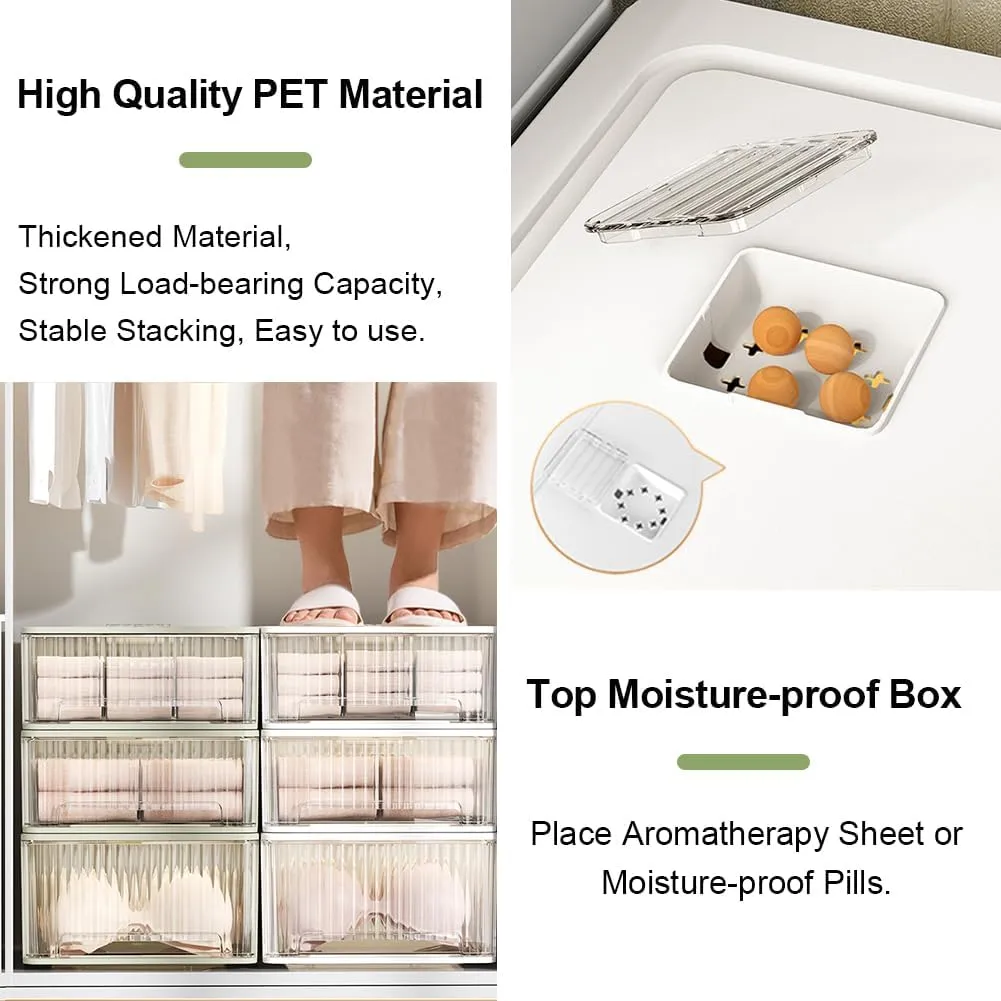 Underwear Organizer Drawer, 12 Cells Plastic Sock Underwear Storage Drawer, Stackable Closet Organizers and Storage Box for Bras, Socks, Scarves, Ties, Belt (Placing Style, White, 1 Pcs)