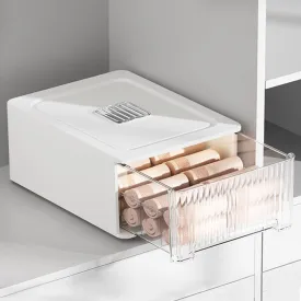 Underwear Organizer Drawer, 12 Cells Plastic Sock Underwear Storage Drawer, Stackable Closet Organizers and Storage Box for Bras, Socks, Scarves, Ties, Belt (Placing Style, White, 1 Pcs)