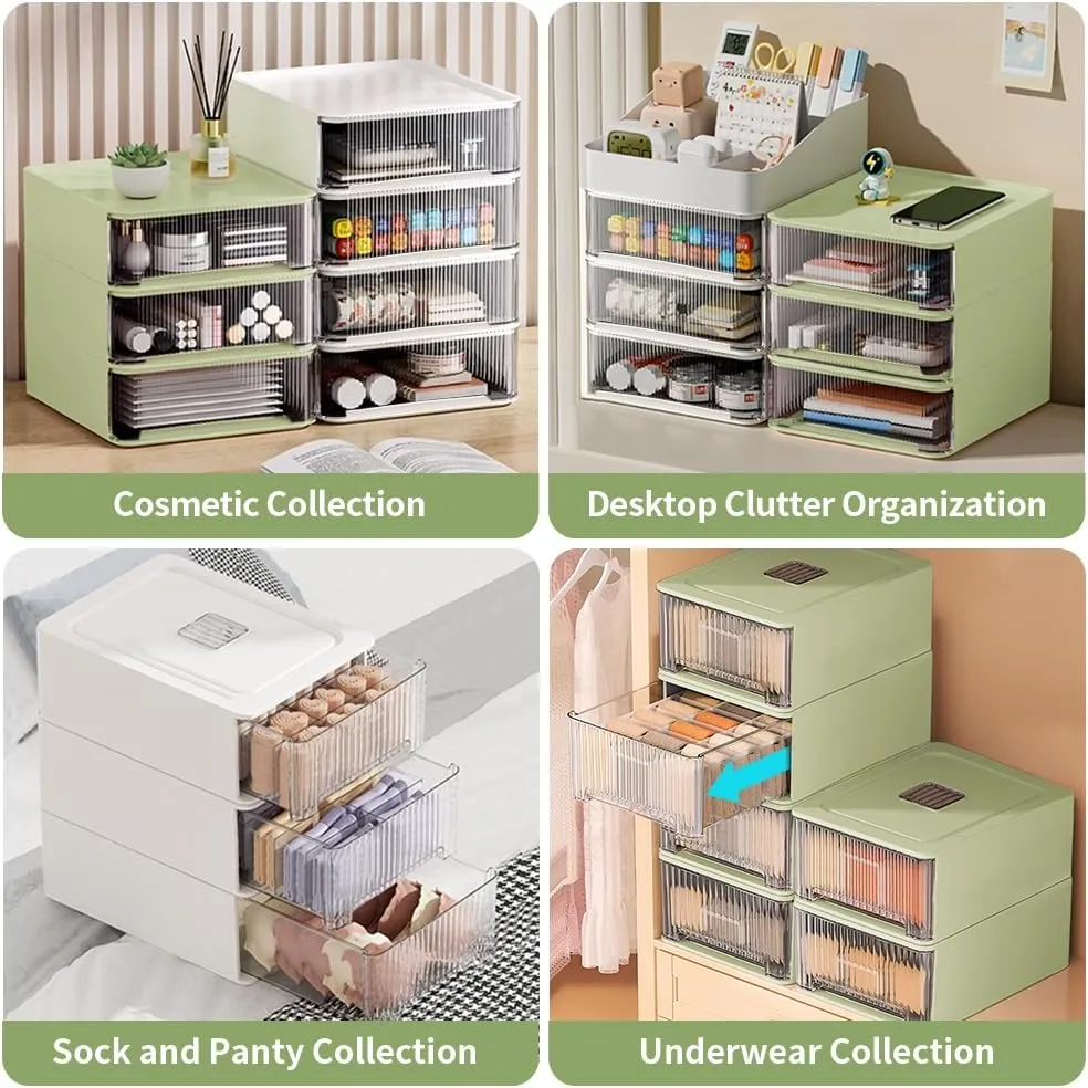 Underwear Organizer Drawer, 12 Cells Plastic Sock Underwear Storage Drawer, Stackable Closet Organizers and Storage Box for Bras, Socks, Scarves, Ties, Belt (Placing Style, White, 1 Pcs)