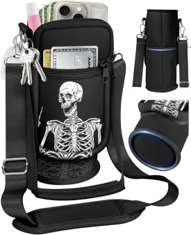 Water Bottle Holder Carrier Bag with Strap - Crossbody Sling for Walking with Phone Pocket Insulated for 32 24 oz