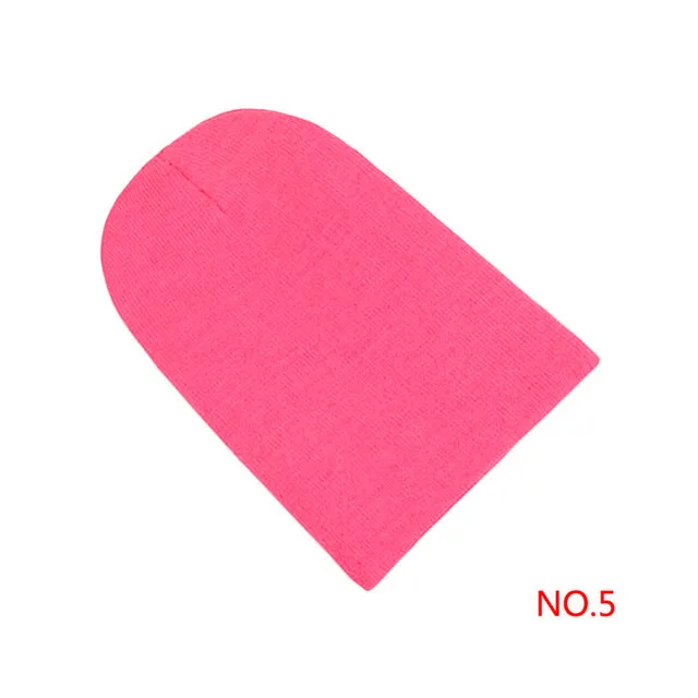 Winter Warm Hats Unisex Knitting Women Men Wool Fluorescence Color Tabby Solid Elastic Beanie Hedging Hat