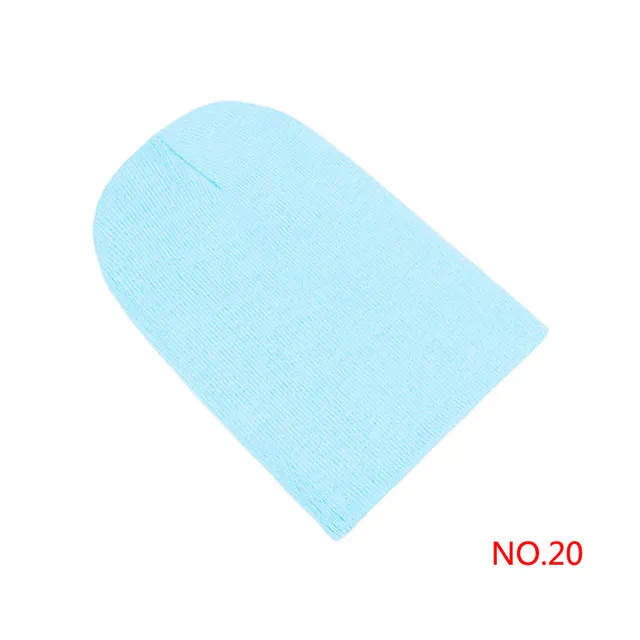 Winter Warm Hats Unisex Knitting Women Men Wool Fluorescence Color Tabby Solid Elastic Beanie Hedging Hat