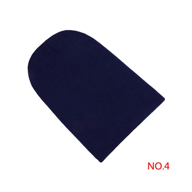 Winter Warm Hats Unisex Knitting Women Men Wool Fluorescence Color Tabby Solid Elastic Beanie Hedging Hat