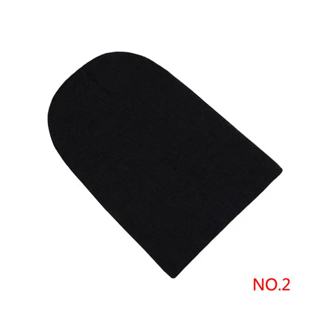 Winter Warm Hats Unisex Knitting Women Men Wool Fluorescence Color Tabby Solid Elastic Beanie Hedging Hat