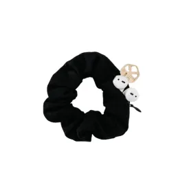 Zipper Scrunchies, Pocket Scrunchie, SECRET & HIDDEN, Velvet Hair Ties Bracelet, Compatible with Apple AirPods 3&2&1, Key Money Chapstick Storage Bag, Elastics Hair Band (Simple Black)